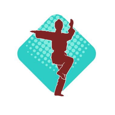 Dövüş sanatları yapan zayıf bir kadının silueti. Dövüş sanatlarında çalışan bir kadının silueti..