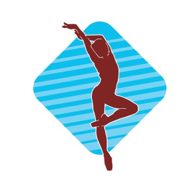 Hareketli bir kadın balerin silueti. Dans eden balerin kızın silueti..