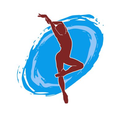 Hareketli bir kadın balerin silueti. Dans eden balerin kızın silueti..