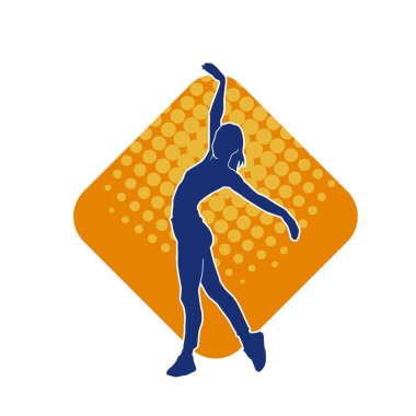 Hareketli bir kadın balerin silueti. Dans eden balerin kızın silueti..