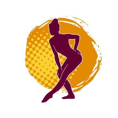 Hareketli bir kadın balerin silueti. Dans eden balerin kızın silueti..