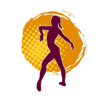 Hareketli bir kadın balerin silueti. Dans eden balerin kızın silueti..