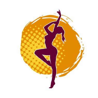 Hareketli bir kadın balerin silueti. Dans eden balerin kızın silueti..