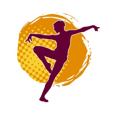 Hareketli bir kadın balerin silueti. Dans eden balerin kızın silueti..