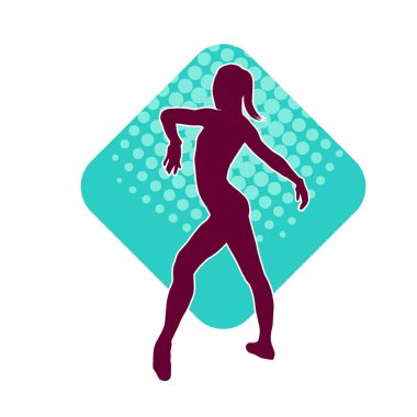 Hareketli bir kadın balerin silueti. Dans eden balerin kızın silueti..