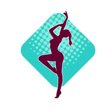 Hareketli bir kadın balerin silueti. Dans eden balerin kızın silueti..