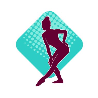 Hareketli bir kadın balerin silueti. Dans eden balerin kızın silueti..