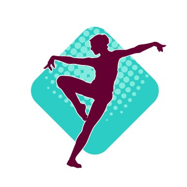 Hareketli bir kadın balerin silueti. Dans eden balerin kızın silueti..