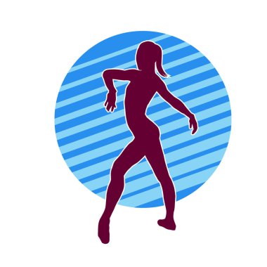 Hareketli bir kadın balerin silueti. Dans eden balerin kızın silueti..