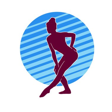 Hareketli bir kadın balerin silueti. Dans eden balerin kızın silueti..