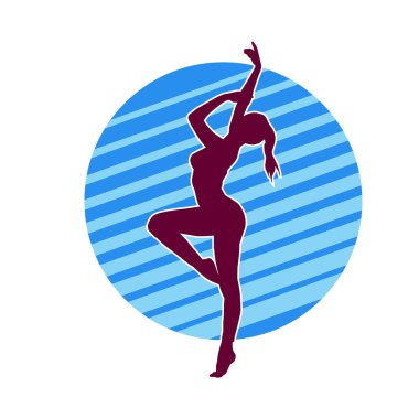 Hareketli bir kadın balerin silueti. Dans eden balerin kızın silueti..