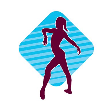 Hareketli bir kadın balerin silueti. Dans eden balerin kızın silueti..