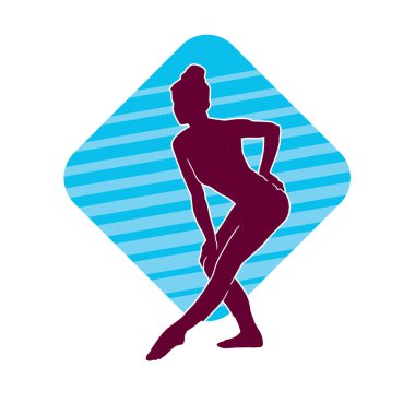 Hareketli bir kadın balerin silueti. Dans eden balerin kızın silueti..