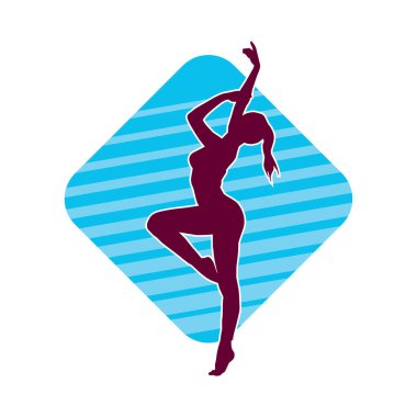 Hareketli bir kadın balerin silueti. Dans eden balerin kızın silueti..