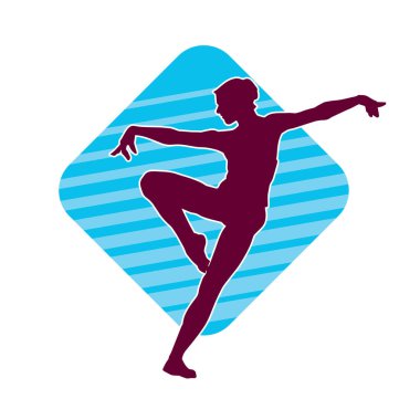 Hareketli bir kadın balerin silueti. Dans eden balerin kızın silueti..