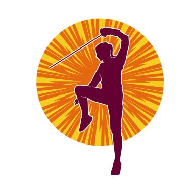 Bir eskrim sporcusunun silueti. Eskrim sporu yapan bir atletin silüeti..