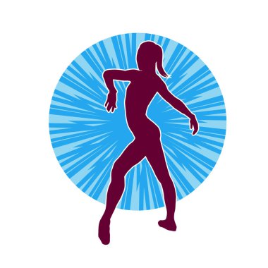 Hareketli bir kadın balerin silueti. Dans eden balerin kızın silueti..