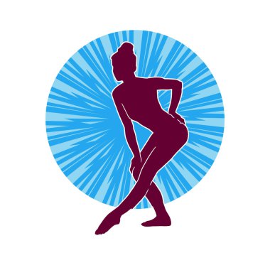 Hareketli bir kadın balerin silueti. Dans eden balerin kızın silueti..