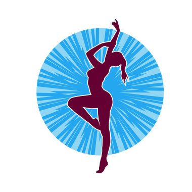 Hareketli bir kadın balerin silueti. Dans eden balerin kızın silueti..