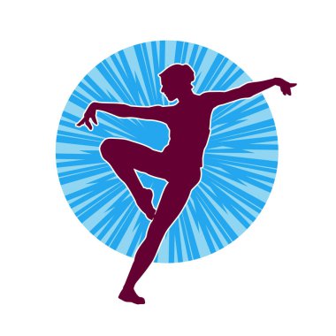 Hareketli bir kadın balerin silueti. Dans eden balerin kızın silueti..