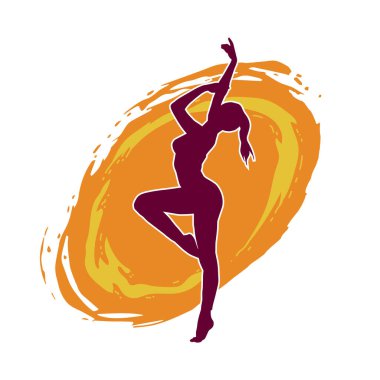 Hareketli bir kadın balerin silueti. Dans eden balerin kızın silueti..