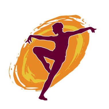 Hareketli bir kadın balerin silueti. Dans eden balerin kızın silueti..