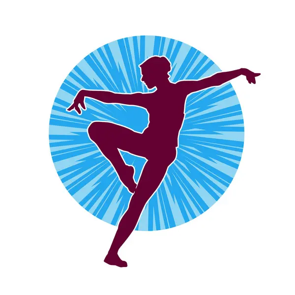 Hareketli bir kadın balerin silueti. Dans eden balerin kızın silueti..