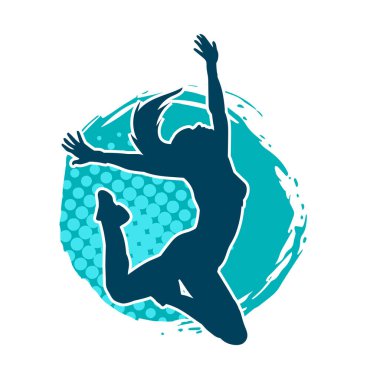 Hareketli bir kadın balerin silueti. Dans eden balerin kızın silueti..