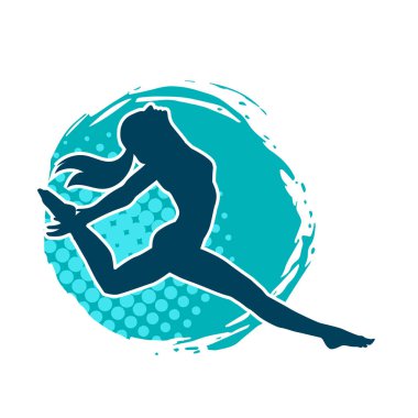 Hareketli bir kadın balerin silueti. Dans eden balerin kızın silueti..