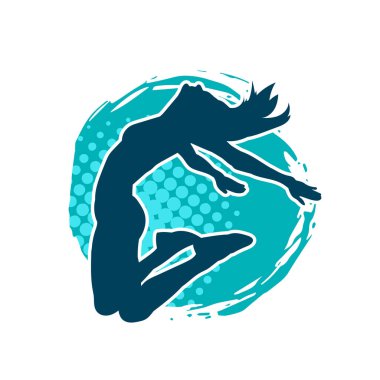 Hareketli bir kadın balerin silueti. Dans eden balerin kızın silueti..