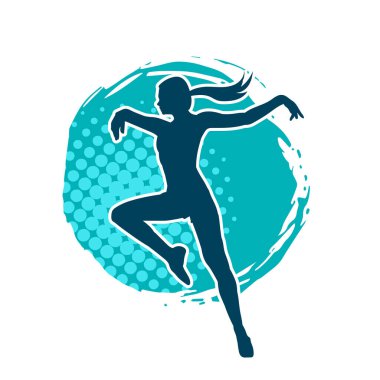 Hareketli bir kadın balerin silueti. Dans eden balerin kızın silueti..