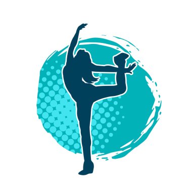 Hareketli bir kadın dansçının silueti. Dans eden zayıf bir kadının silueti..