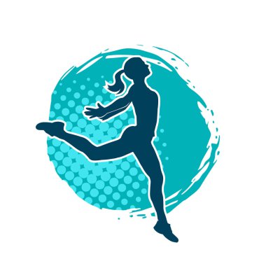 Hareketli bir kadın balerin silueti. Dans eden balerin kızın silueti..