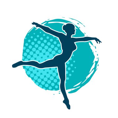 Hareketli bir kadın balerin silueti. Dans eden balerin kızın silueti..