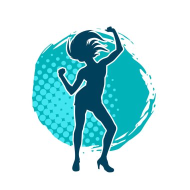 Hareketli bir kadın balerin silueti. Dans eden balerin kızın silueti..