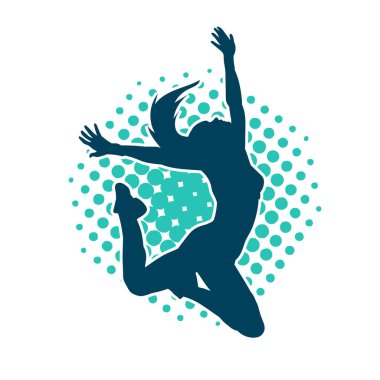 Hareketli bir kadın balerin silueti. Dans eden balerin kızın silueti..