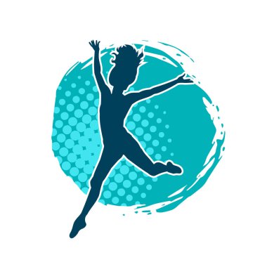 Hareketli bir kadın balerin silueti. Dans eden balerin kızın silueti..