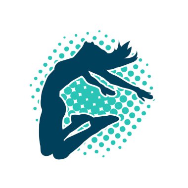 Hareketli bir kadın balerin silueti. Dans eden balerin kızın silueti..