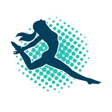 Hareketli bir kadın balerin silueti. Dans eden balerin kızın silueti..