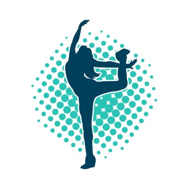 Hareketli bir kadın dansçının silueti. Dans eden zayıf bir kadının silueti..