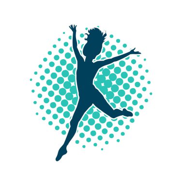 Hareketli bir kadın balerin silueti. Dans eden balerin kızın silueti..