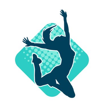 Hareketli bir kadın balerin silueti. Dans eden balerin kızın silueti..