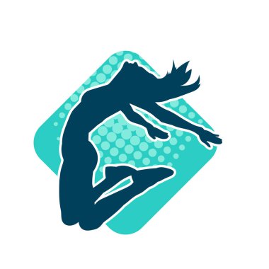 Hareketli bir kadın balerin silueti. Dans eden balerin kızın silueti..