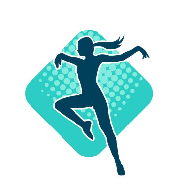 Hareketli bir kadın balerin silueti. Dans eden balerin kızın silueti..