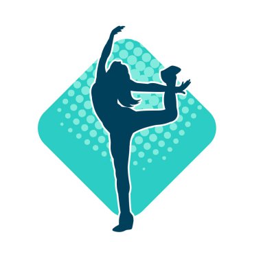 Hareketli bir kadın dansçının silueti. Dans eden zayıf bir kadının silueti..