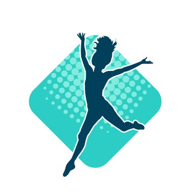 Hareketli bir kadın balerin silueti. Dans eden balerin kızın silueti..