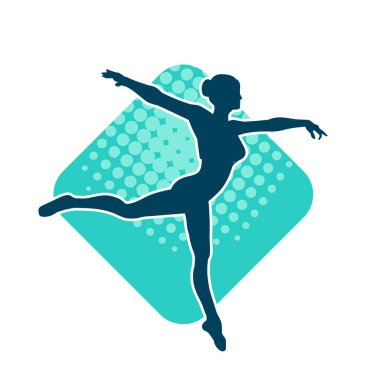 Hareketli bir kadın balerin silueti. Dans eden balerin kızın silueti..