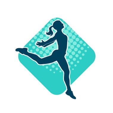 Hareketli bir kadın balerin silueti. Dans eden balerin kızın silueti..