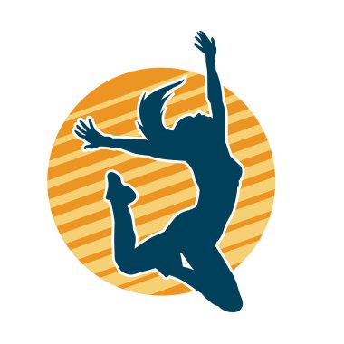 Hareketli bir kadın balerin silueti. Dans eden balerin kızın silueti..