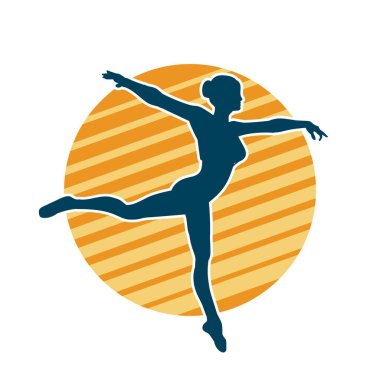 Hareketli bir kadın balerin silueti. Dans eden balerin kızın silueti..